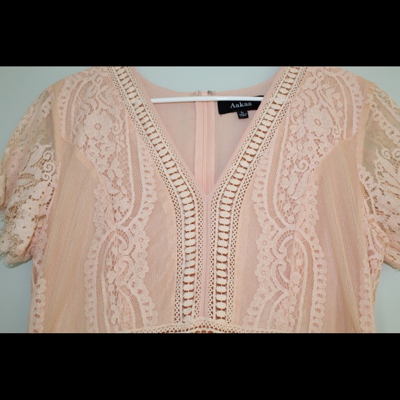 Aakaa pink short sleeve elegant maxi lace dress - Picture 3 of 4